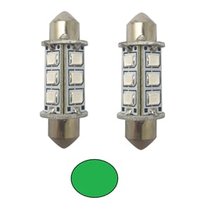 1852 LED lanternepære festoon 37 mm grønn 2-pk