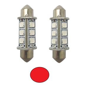 1852 LED lanternepære festoon 37 mm rød 2-pk