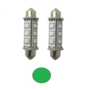 1852 LED lanternepære festoon 42 mm grønn 2-pk