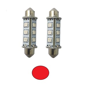 1852 LED lanternepære festoon 42 mm rød 2-pk