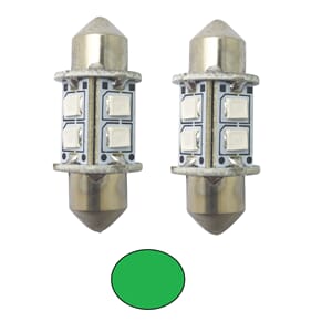 1852 LED lanternepære festoon 31 mm grønn 2-pk