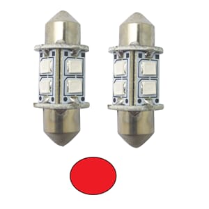 1852 LED lanternepære festoon 31 mm rød 2-pk